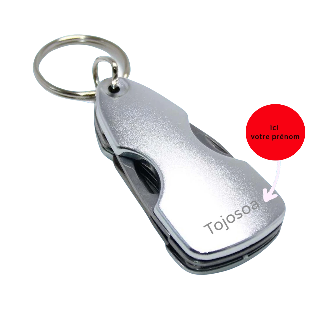 Porte clés décapsuleur en acier multitool